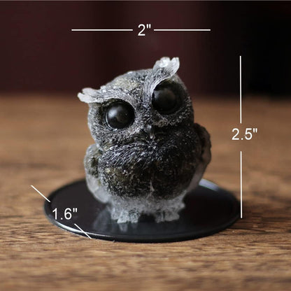 OwMell Owl Statue Tumbled Stone Gemstone Owl Figurine Home Decor Shelf Decor 2.5" - Turquoise