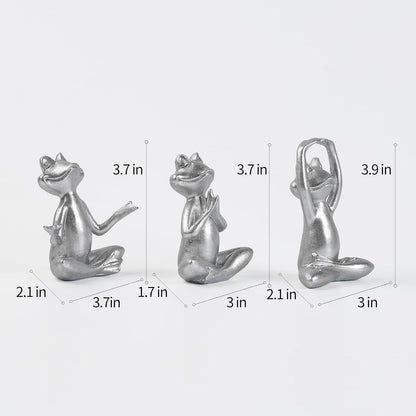 Suoedd Gold Frog Figurines Yoga Decor 3.7In Set of 3 –Frog Yoga Statues for Modern Living Room Desk Table Home Office Bookshelf Shelves Sculptures Decor,Gifts for Mom Women
