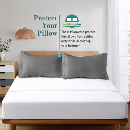 Euro Sham Covers 26x26 Set of 2 White 600 Thread Count 100% Egyptian Cotton Pack of 2 Euro 26x26 Pillow Covers Cushion Cover Cases Soft Skin Friendly European Size Decorative Square Pillow Shams
