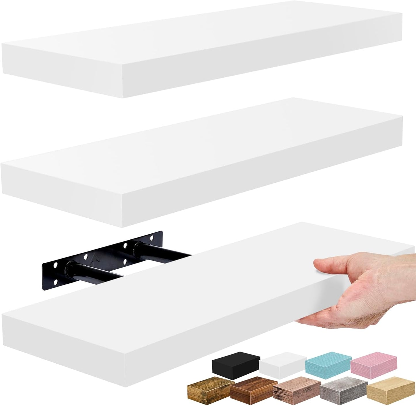 Sorbus Floating Shelves for Wall – 16 Inch Floating Shelf for Kitchen, Bedroom, Living Room, Bathroom, Home & Wall Decor - Mounted Bathroom Shelves with Invisible Brackets (Maple Wood, 2 Pack)