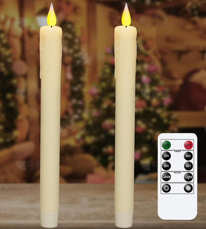 KSWING Upgraded Real Wax Short LED Flameless Taper Candles with Remote, 6 PCS White Candlesticks Battery Operated 3D Flickering - 6" Realistic Fake Candle Sticks for Home/Wedding/Fireplace Xmas Decor