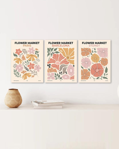Sage Green Boho Wall Art Set of 3, Minimalist Framed Wall Art Geometric Line Leaf Sun Moon Beige Green Canvas Artwork Paintings, Abstract Botanical Boho Room Decor, Office, 12"x16"