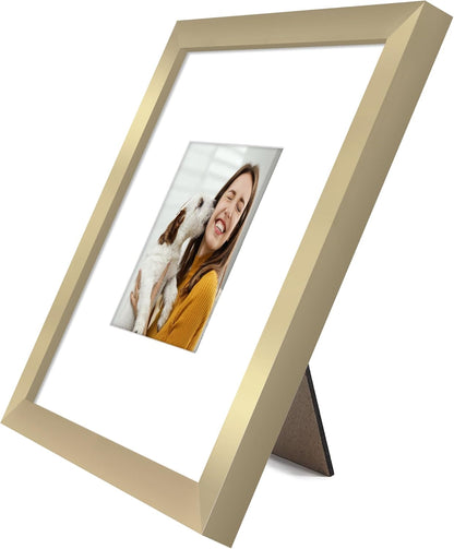 Americanflat 8x10 Picture Frame with Shatter-Resistant Glass - Use as 5x7 Frame with Mat or Display 8x10 Photo Without Mat - Signature Collection - Picture Frames for Tabletop and Wall Display - Black
