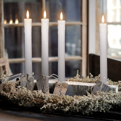 GenSwin Flameless Ivory Taper Candles Flickering with 10-Key Remote, Battery Operated Led Warm 3D Wick Light Window Candles Real Wax Pack of 6, Christmas Home Wedding Decor(0.78 X 9.64 Inch)