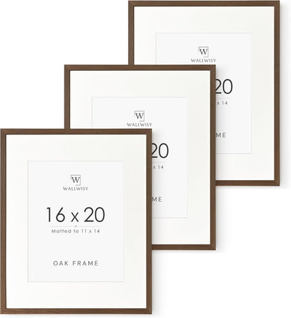 5x7 Picture Frame, Solid Oak Wood 5 x 7 Photo Frame with Mat to 4x6, 7x5 Picture Frames for Wall and Tabletop Display, (Walnut Set of 1)