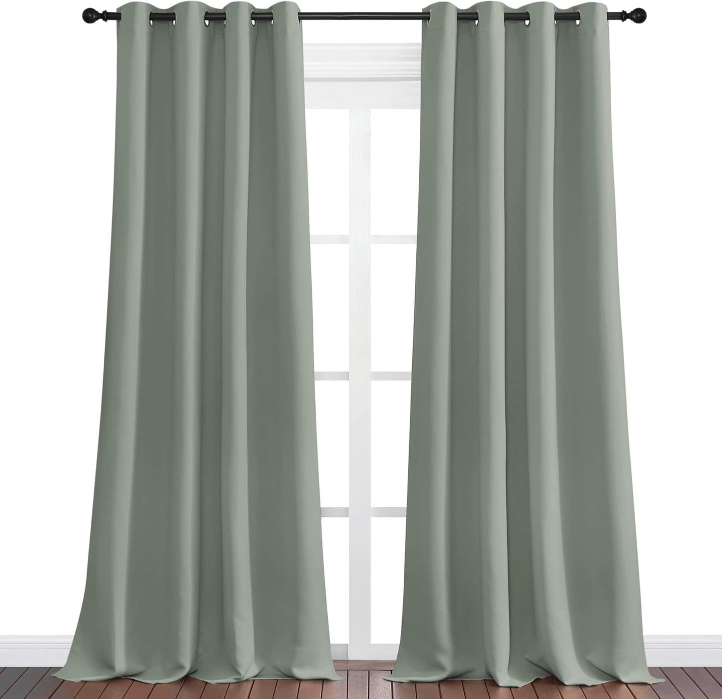 NICETOWN Halloween Pitch Black Solid Thermal Insulated Grommet Blackout Curtains/Drapes for Bedroom Window (2 Panels, 42 inches Wide by 63 inches Long, Black) - Colors B