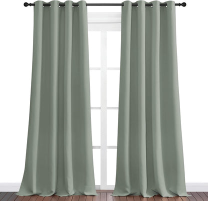 NICETOWN Halloween Pitch Black Solid Thermal Insulated Grommet Blackout Curtains/Drapes for Bedroom Window (2 Panels, 42 inches Wide by 63 inches Long, Black) - Colors B