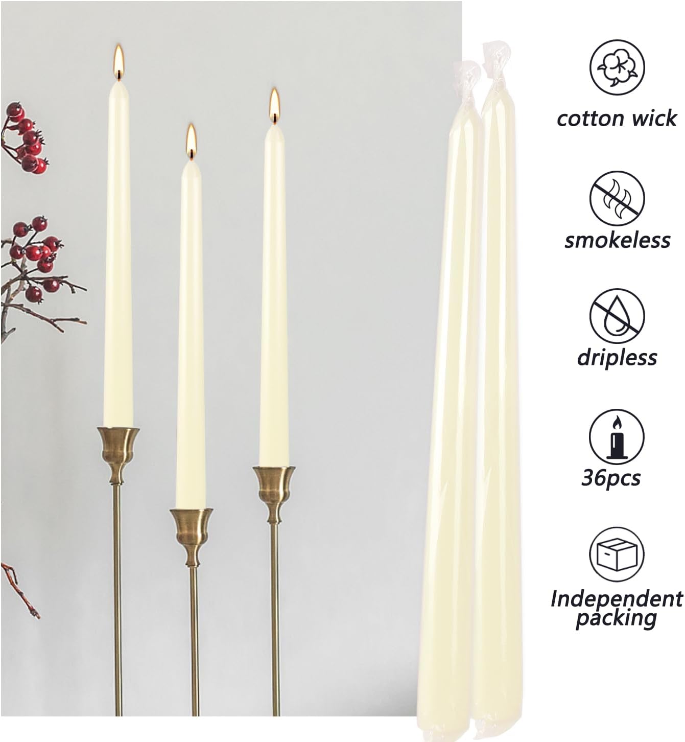 YOROXRG 40 Pack Spell Chime Candles-4 Inch Multi-Colored Taper Candles Sticks-for Home Decor Kitchen Decor Wedding Decoration-10 Colours