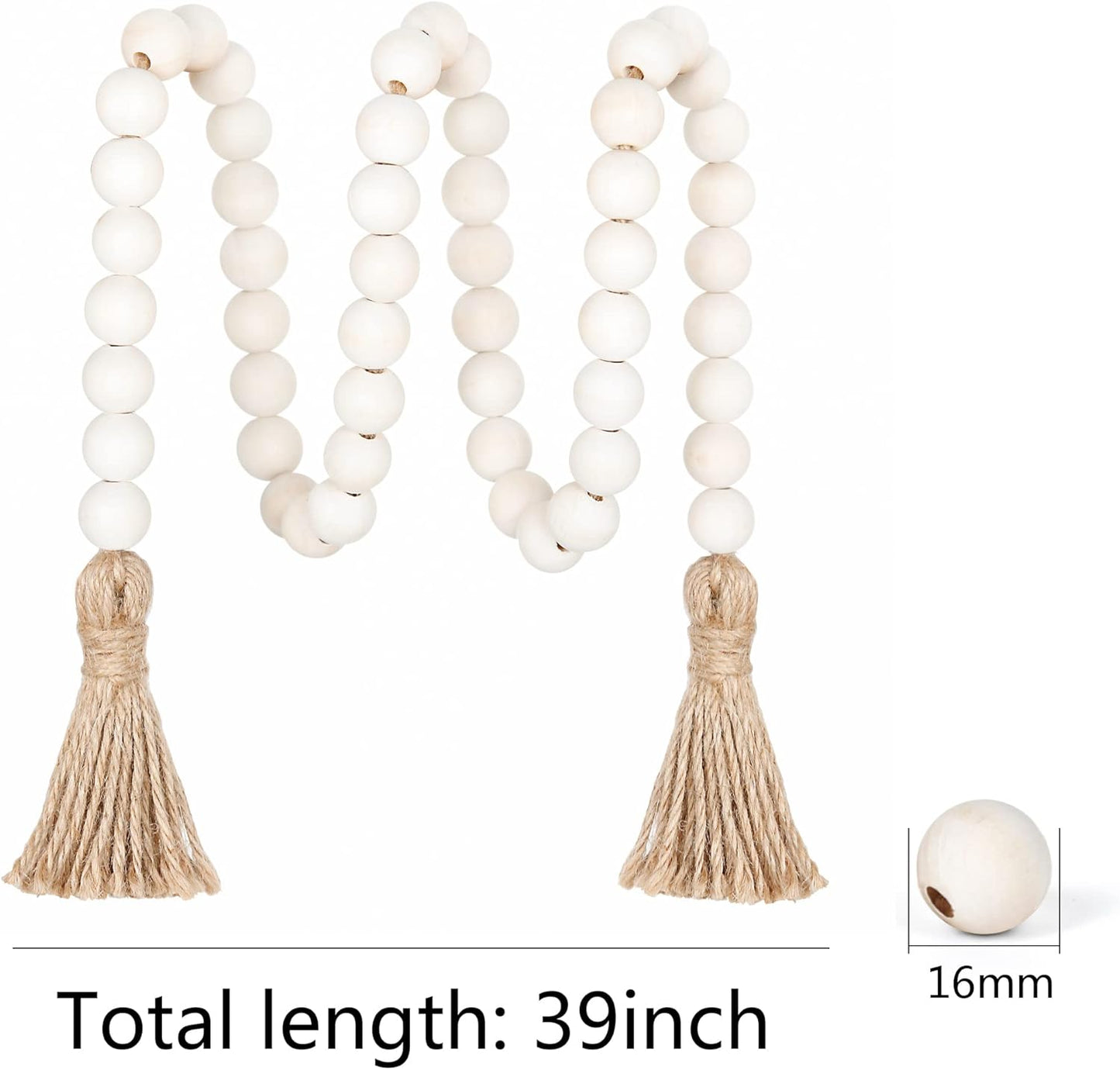 Meplait 39in Wood Bead Garland Farmhouse with Tassels,Versatile Prayer Beads Boho Chic Wall Hanging Home Decor (Black)