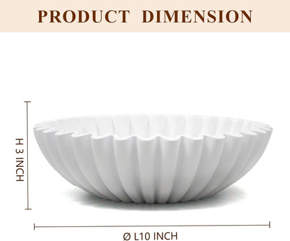 YMXYJM Large Decorative Bowl, Modern Handicraft Bowls for Home Decor, Fruit Bowl for Kitchen Counter, Ruffle Decor, Stylish Key Bowl for Entry Table, Artificial Stone Beige