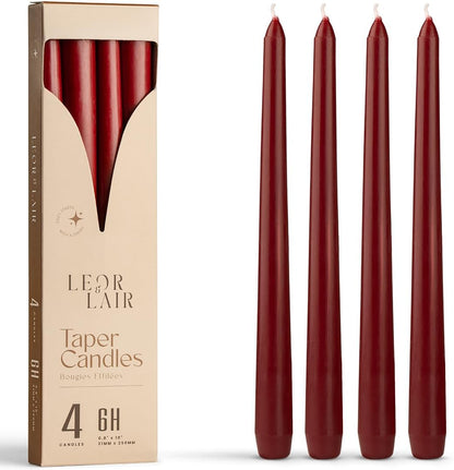Leor & Lair Ivory Taper Candles - 4 Pack 10" Ivory Candlesticks - Unscented Cream Candle Sticks for Home Decoration, Holiday Tables, Weddings, Restaurants & Business Events