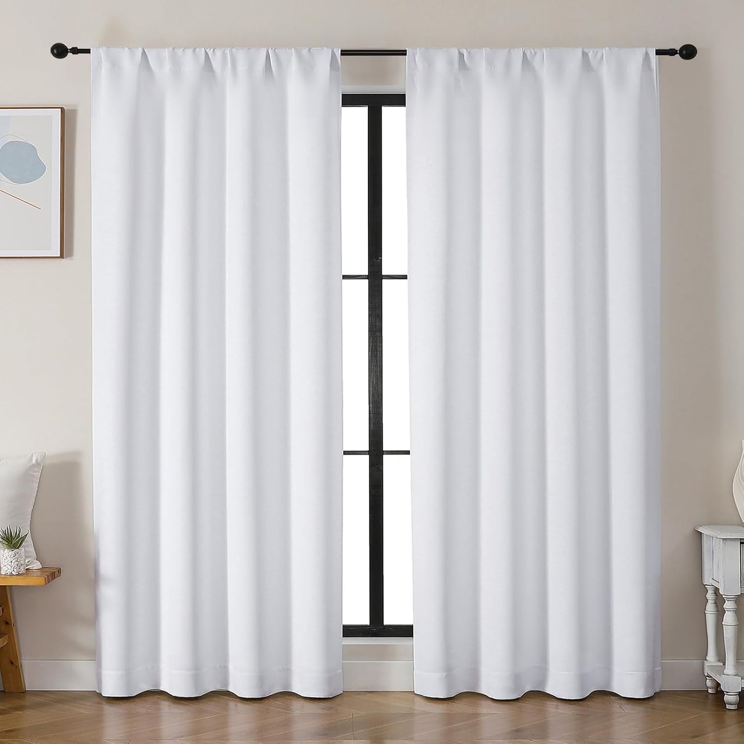 Simplebrand Ava Sage Green Blackout Curtains for Bedroom 63 Inch Length 2 Panels Set, Solid Thermal Insulated Energy Saving Rod Pocket Window Treatment Curtains Blackout Drapes, W40 x L63 Inch, Sage - Colors C