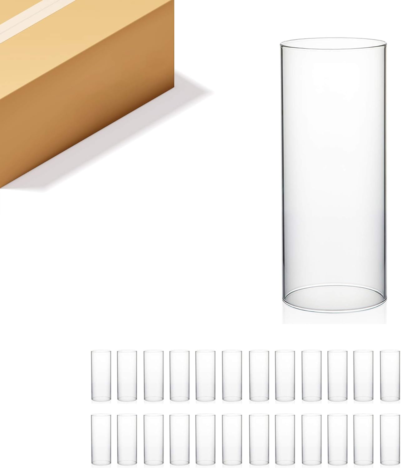 WGVI Hurricane Candle Holder Sleeve, Wide 4", Height 8", Clear Glass Cylinder Candleholder, Chimney Tube, Open Ended Candle Shade, 1 Piece - Colors A
