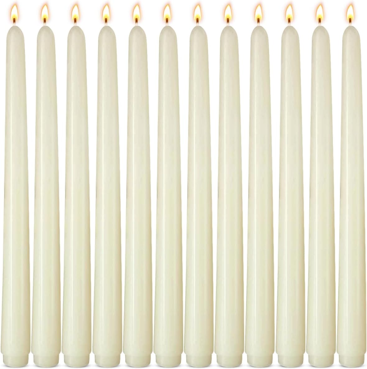 12-Pack Olive Green Taper Candles, 10 Inch Unscented Dripless Candlesticks, Long-Lasting Burn Time of 7-8 Hours, Perfect for Christmas Home Décor Spring and St. Patrick's Day