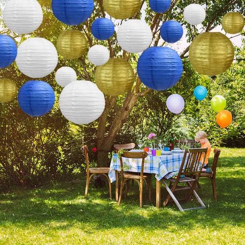 BEISHIDA 10Pcs White Paper Lanterns Decorative Chinese/Japanese Hanging Round Paper Lanterns Lamp for Birthday, Wedding, Christmas, Bridal, Home Decor, Party Decoration(Size of 4”, 6”, 8”, 10”)