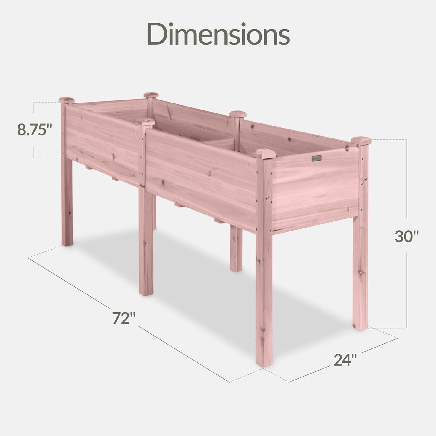 Best Choice Products 72x24x30in Raised Garden Bed, Elevated Wood Planter Box Stand for Backyard, Patio, Balcony w/Divider Panel, 6 Legs, 300lb Capacity - Natural