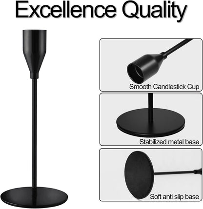French Gold Taper Candle Holders for Wedding Table Centerpiece,Tall Taper Candlestick Holders Bulk Set of 6,Metal Candle Stick Holders for Dinning or Mantel Centerpiece,Party Home Decor