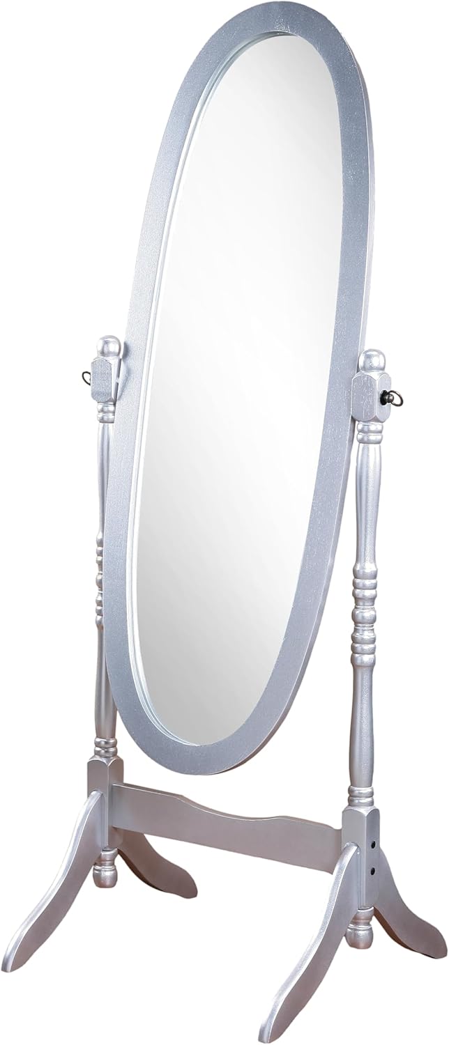 Roundhill Furniture Traditional Queen Anna Style Wood Floor Cheval Mirror, Cherry Finish