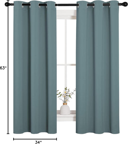 NICETOWN Halloween Pitch Black Solid Thermal Insulated Grommet Blackout Curtains/Drapes for Bedroom Window (2 Panels, 42 inches Wide by 63 inches Long, Black) - Colors C