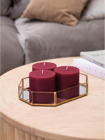 CANDWAX 3x4 inch Pillar Candles Set of 3 – Unscented Dripless Rustic Dark Blue Candles for Room Decor, Weddings, Centerpieces