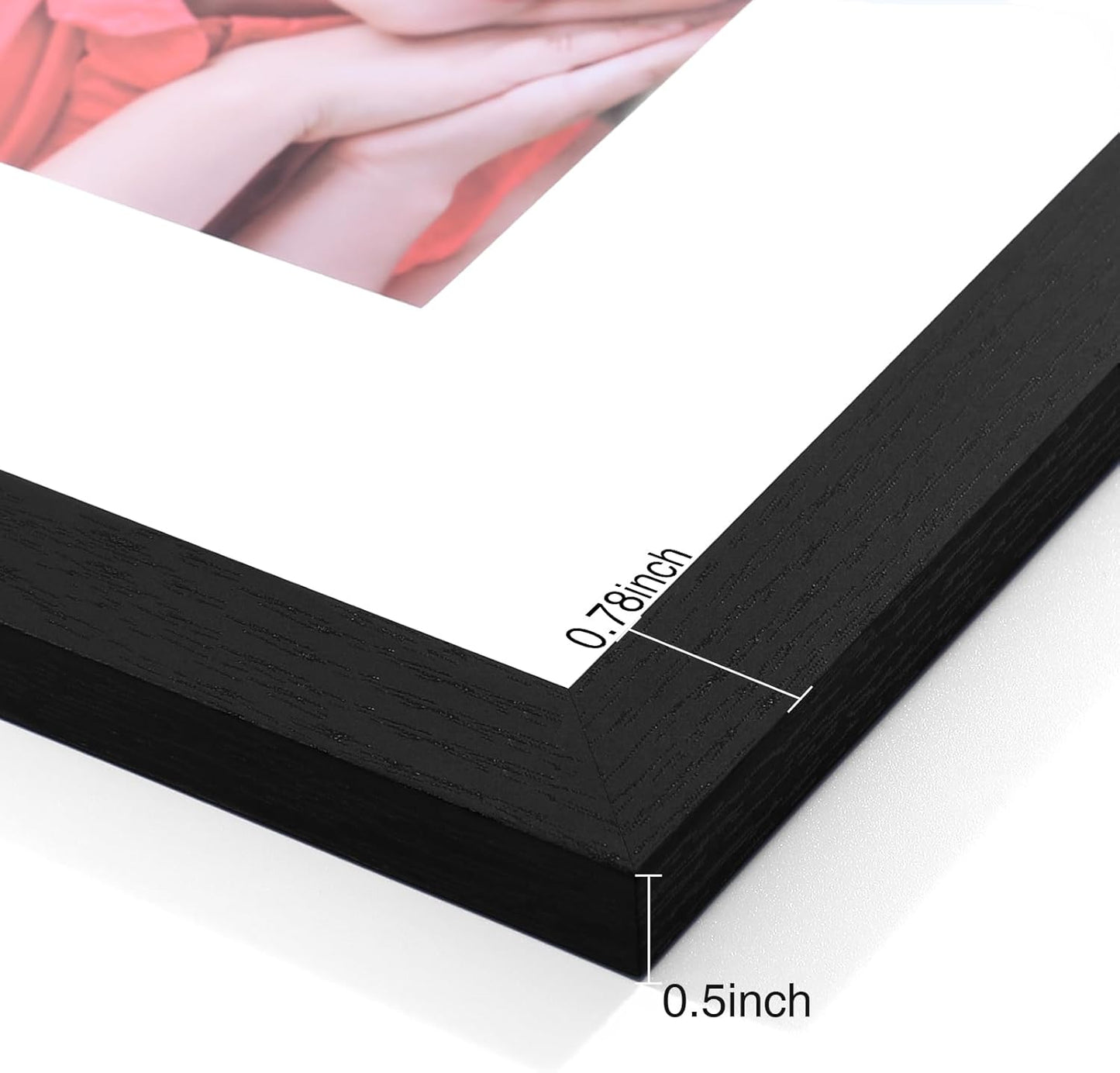 Vittanly 8x10 Picture Frames Set of 9, Shatter Resistant Plexiglass, Display 5x7 Pictures with Mat or 8x10 without Mat, Photo Frames for Wall or Tabletop, Engineered Wood, Black - Colors A