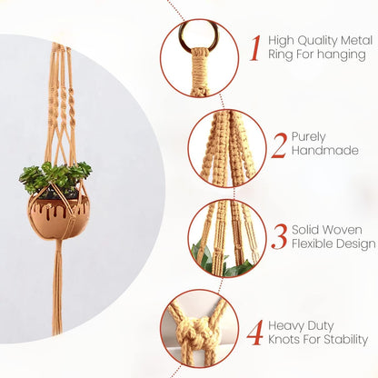 feedee Macrame Plant Hangers Indoor Macrame Hanging Planters for Indoor Plants, 6 Pack Hanging Plant Holders Indoor Hanging, Macromay Plant Hangers for Indoor Plant Hanger, Outdoor Flower Pots Holder