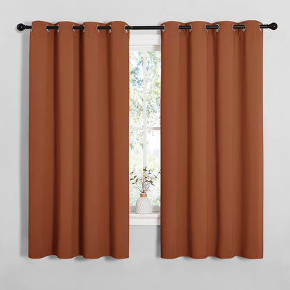 NICETOWN Halloween Pitch Black Solid Thermal Insulated Grommet Blackout Curtains/Drapes for Bedroom Window (2 Panels, 42 inches Wide by 63 inches Long, Black) - Colors B