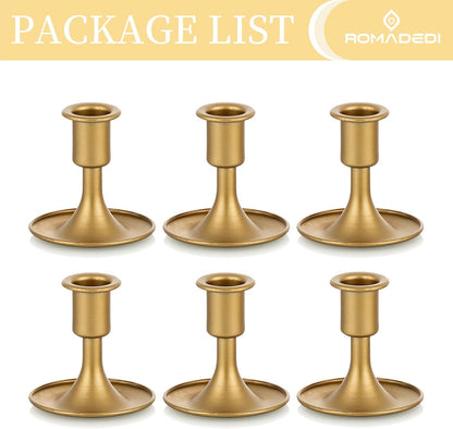 Candlestick Holders Taper Candle Holders, Romadedi Gold Candle Stick Candle Holder for Table Centerpiece, Wedding Reception, Festive Christmas Mantel Decoration or Home Decor, Set of 2