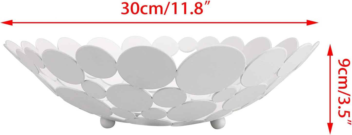 OwnMy Metal Fruit Bowl Basket Creative Table Centerpiece Fruit Stand Decorative Countertop Fruit Holder for Kitchen Counter, Iron Large Fruit Plate Round Storage Tray for Bread Snacks Candy (Black)