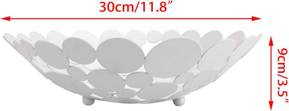 OwnMy Metal Fruit Bowl Basket Creative Table Centerpiece Fruit Stand Decorative Countertop Fruit Holder for Kitchen Counter, Iron Large Fruit Plate Round Storage Tray for Bread Snacks Candy (Black)