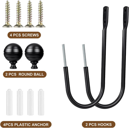 Curtain Holdbacks, 4pcs Curtains Holder Wall Mounted Drapery Tiebacks Retro Window Hook for Home Decor, Matte Black