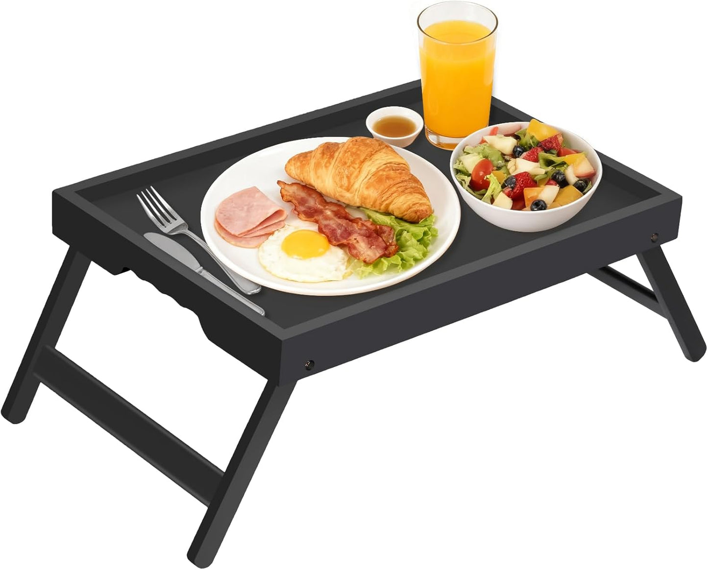 Artmeer Bed Tray Table with Folding Legs,Bamboo Breakfast in Bed for TV Table, Laptop Computer Tray,Eating,Snack Tray(Bamboo)