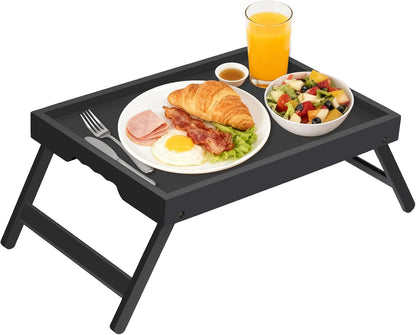Artmeer Bed Tray Table with Folding Legs,Bamboo Breakfast in Bed for TV Table, Laptop Computer Tray,Eating,Snack Tray(Bamboo)