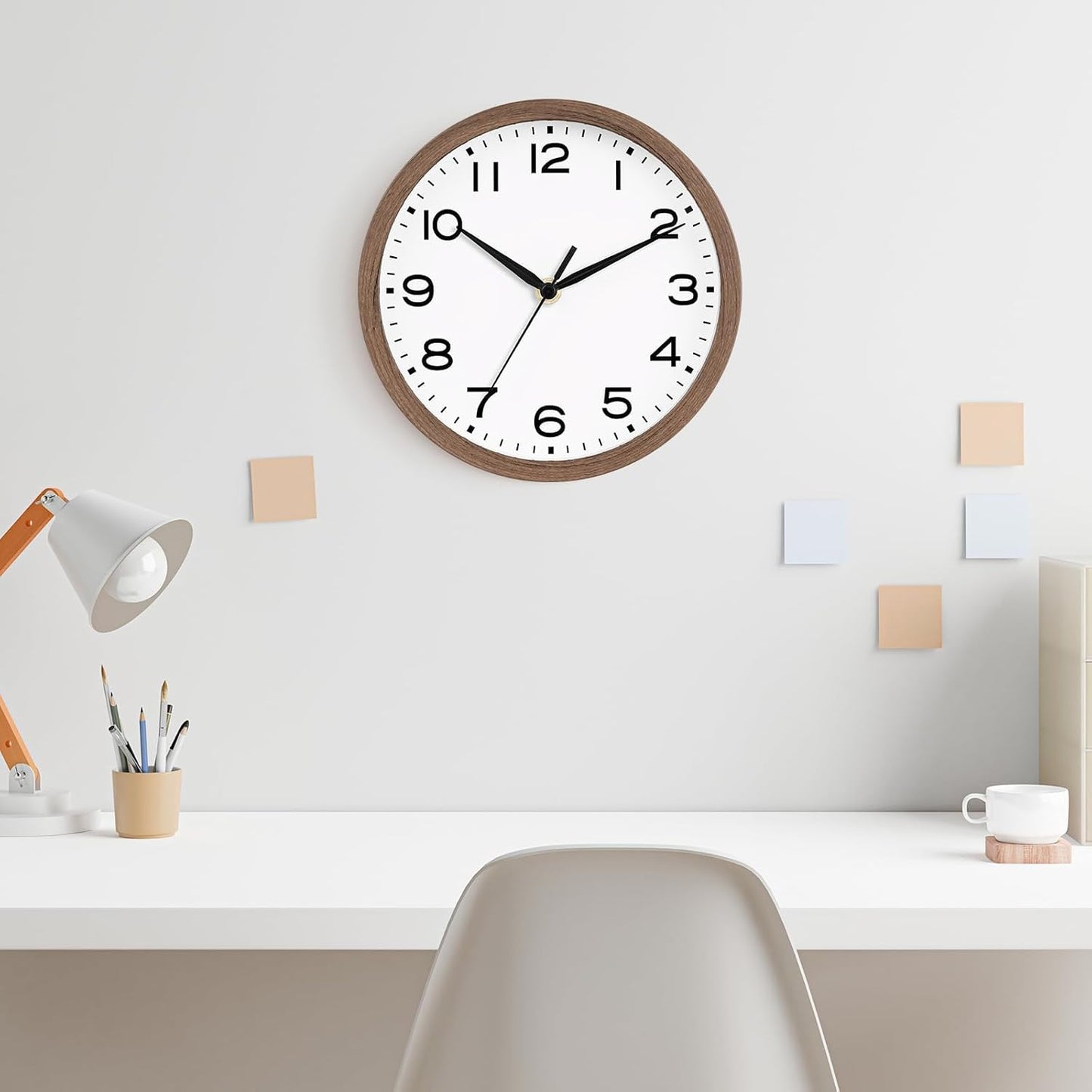 AKCISOT Wall Clock, Modern Small Wall Clocks Battery Operated 8 Inch, Silent Non-Ticking Analog Classic for Office, Home, Bathroom, Kitchen, Bedroom, School(Black)