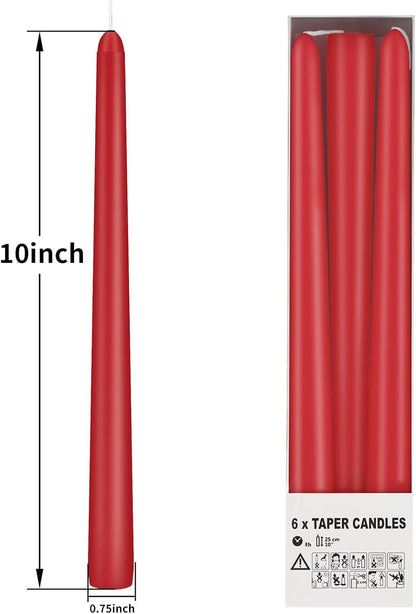 KORCCI Ivory Taper Candles 10 Inch - Set of 6 Long Candles, 8 Hours Long Burning, Smokeless & Unscented & Dripless, for Christmas Holiday Décor, Weddings, Birthdays, Dinner, Rituals (Ivory)