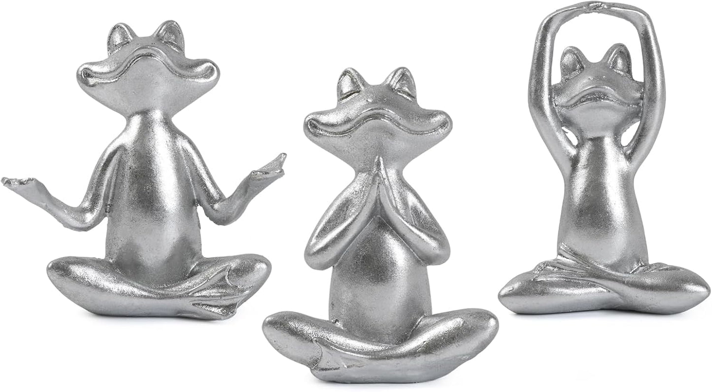 Suoedd Gold Frog Figurines Yoga Decor 3.7In Set of 3 –Frog Yoga Statues for Modern Living Room Desk Table Home Office Bookshelf Shelves Sculptures Decor,Gifts for Mom Women
