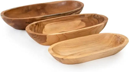 ANDALUCA Teak Wood Large Oval Decorative Dough Bowl 18in