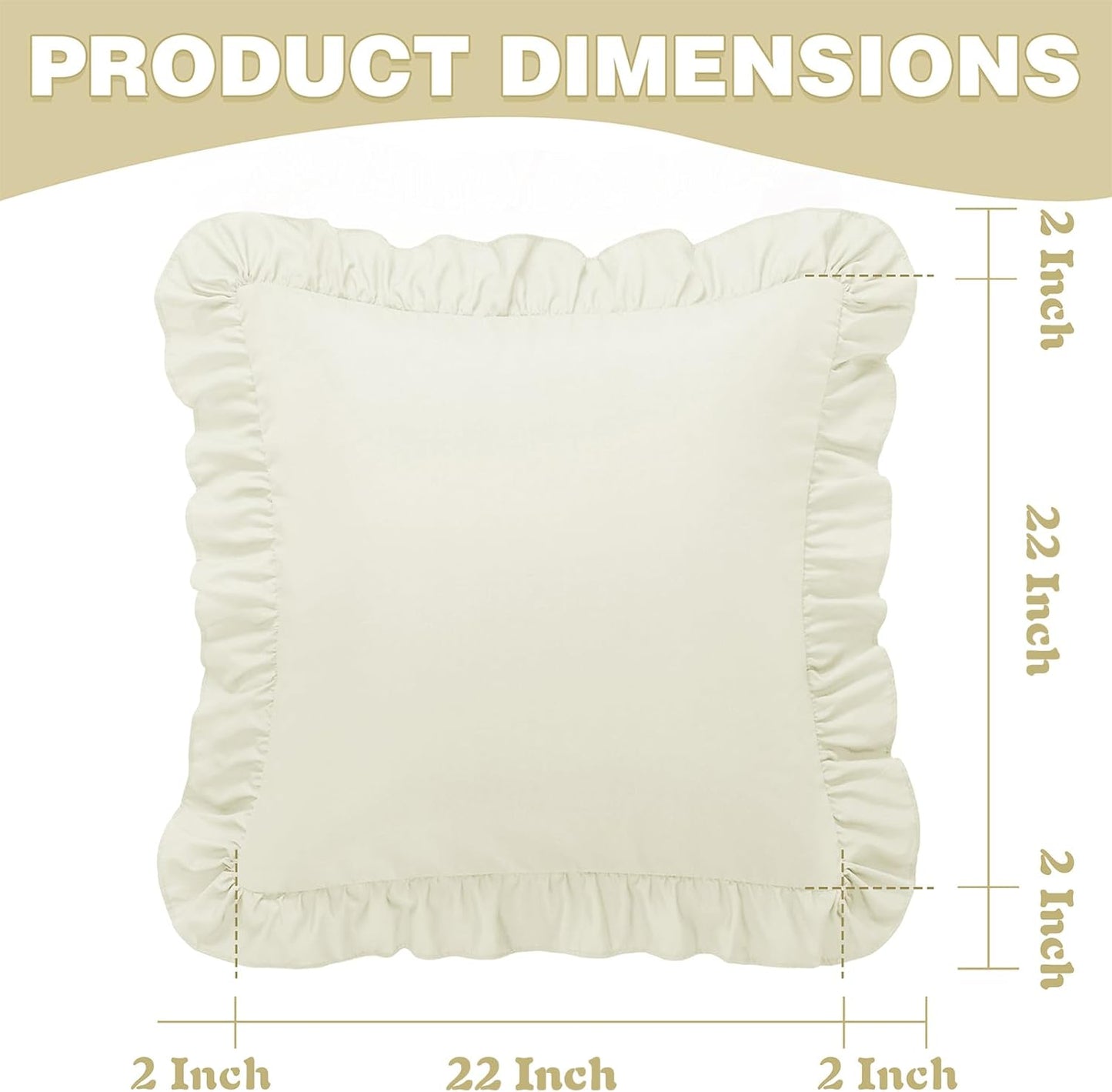 KKJIAF Ruffle Pillow Cases 26x26 Inches, White Square Ruffled Pillow Covers Set of 2, Microfiber Wrinkle Resistant Pillow Shams with Envelope Closure for Sofa Bed Living Room