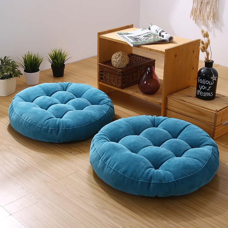 Meditation Floor Pillow Set of 2 Large Round Floor Cushions for Adults Tufted Corduroy Floor Seat Pillows Cushion for Living Room,Wine Red 16.5" Lx16.5 Wx3 H