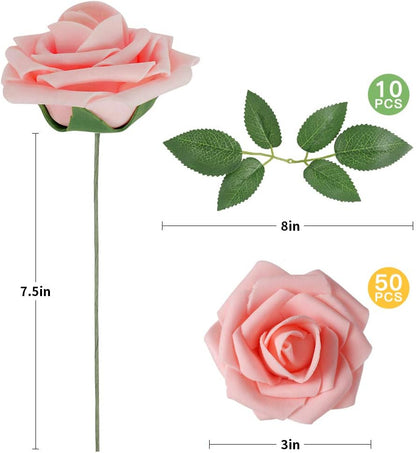 AmyHomie Artificial Flowers Dark Red Rose 25pcs Real Looking Fake Roses w/Stem for DIY Wedding Bouquets Centerpieces Arrangements Party Baby Shower Mothers Day Christmas Tree Decorations