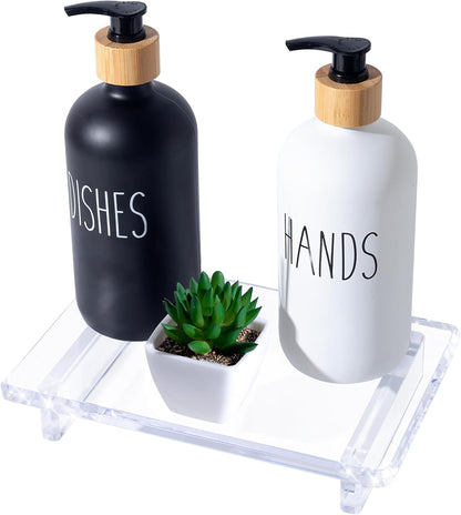 Chivalral Acrylic Bathroom Counter Tray: Water-Resistant Kitchen and Bathroom Tray Countertop Decor,Perfect for Soap Dish,Vanity,Plant,Candle Decor,and Riser Organizer-Small