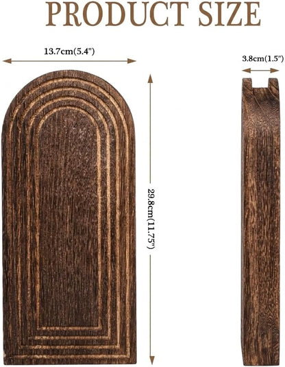 Wooden Wall Planter Set of 4 - Modern Home Decor for Living Room, Bedroom, Bathroom - Walnut Finish Planter for Dried Flowers, Faux Greenery, Indoor Plants