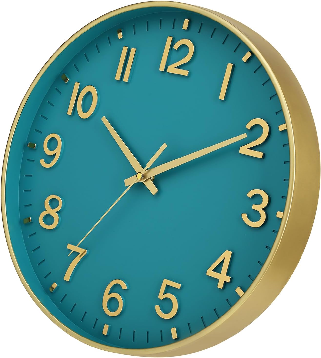HZDHCLH Wall Clocks Battery Operated,12 inch Silent Non Ticking Modern Wall Clock for Living Room Bedroom Kitchen Office Classroom Decor (Olive Green and Gold)