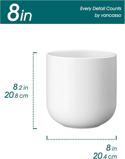 vancasso Ceramic Plant Pots, 4+5+6 inches, Set of 3, Planters with Drainage Hole, Flower Pots Planters Pots for Indoor Plants, Modern Indoor Decorative Garden Pot, Home Decor, White
