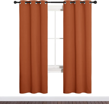 NICETOWN Halloween Pitch Black Solid Thermal Insulated Grommet Blackout Curtains/Drapes for Bedroom Window (2 Panels, 42 inches Wide by 63 inches Long, Black) - Colors B