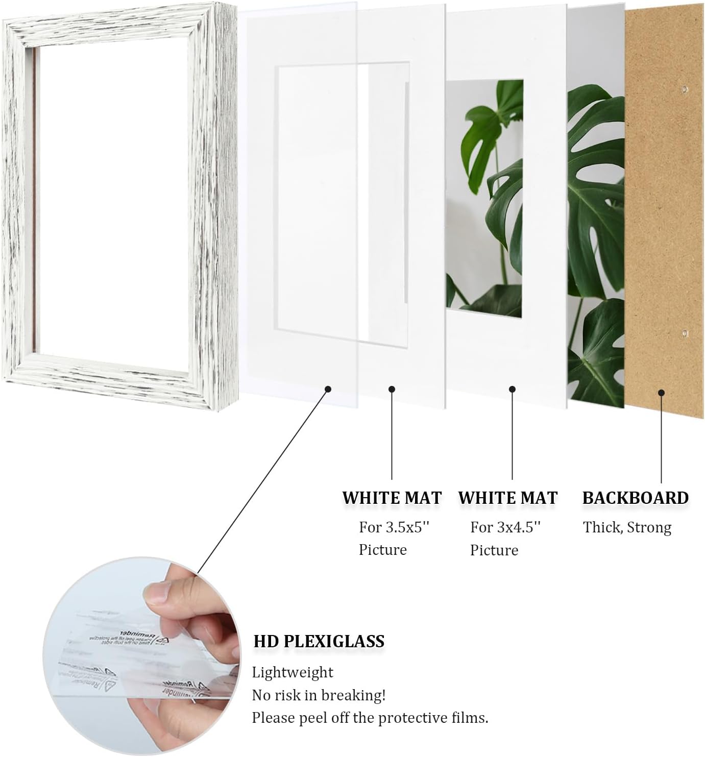 Egofine 12x16 Picture Frame Black, Covered by Plexiglass Made of Solid Wood, Display Pictures 9x12 and 11x14 with Mat or 12x16 Without Mat, for Wall Mounting Photo Frame - Colors B