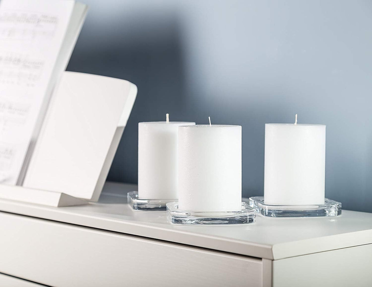 Melt Candle Pillar Candles, 3 Pack - Unscented Candles for Home, Church, Weddings, & More - 3" x 4", Ivory