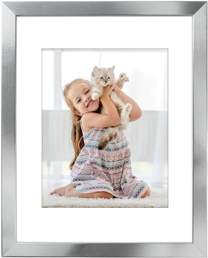 Americanflat 8x10 Picture Frame with Shatter-Resistant Glass - Use as 5x7 Frame with Mat or Display 8x10 Photo Without Mat - Signature Collection - Picture Frames for Tabletop and Wall Display - Black