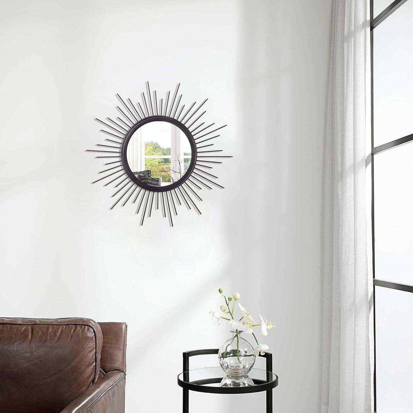 Gold Sunburst Mirrors for Wall Decorative Metal Round Art Mirrors Large Wall Decor Hanging Mirror for Bathroom Bedroom Living Room Vanity Entryway 16"