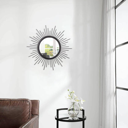 Gold Sunburst Mirrors for Wall Decorative Metal Round Art Mirrors Large Wall Decor Hanging Mirror for Bathroom Bedroom Living Room Vanity Entryway 16"